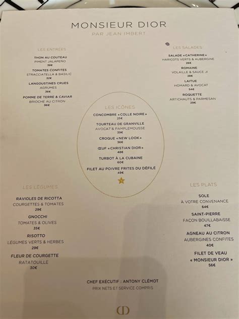 paris monsieur dior restaurant menu|christian dior monsieur suit.